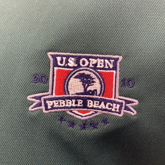 Nike Fit Dry Golf Pebble Beach US Open 2010 Green White Men's Polo Shirt Size XL - Picture 10 of 13